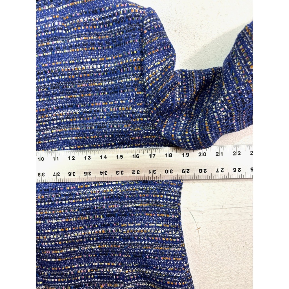 NEW J Crew Medium Royal Multi-Color Blue Boucle Tweed Rack Blazer Cropped Womens - Picture 11 of 14